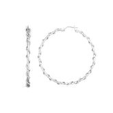 Sterling Silver 45mm Wire Twist Diamond Cut Hoop Earring